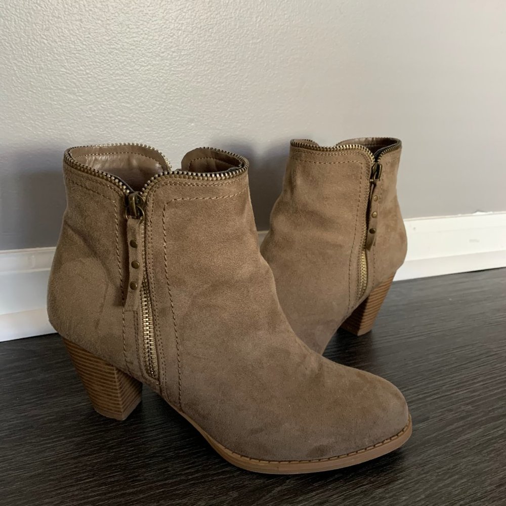 Tan High Heel Booties. Gently Used.